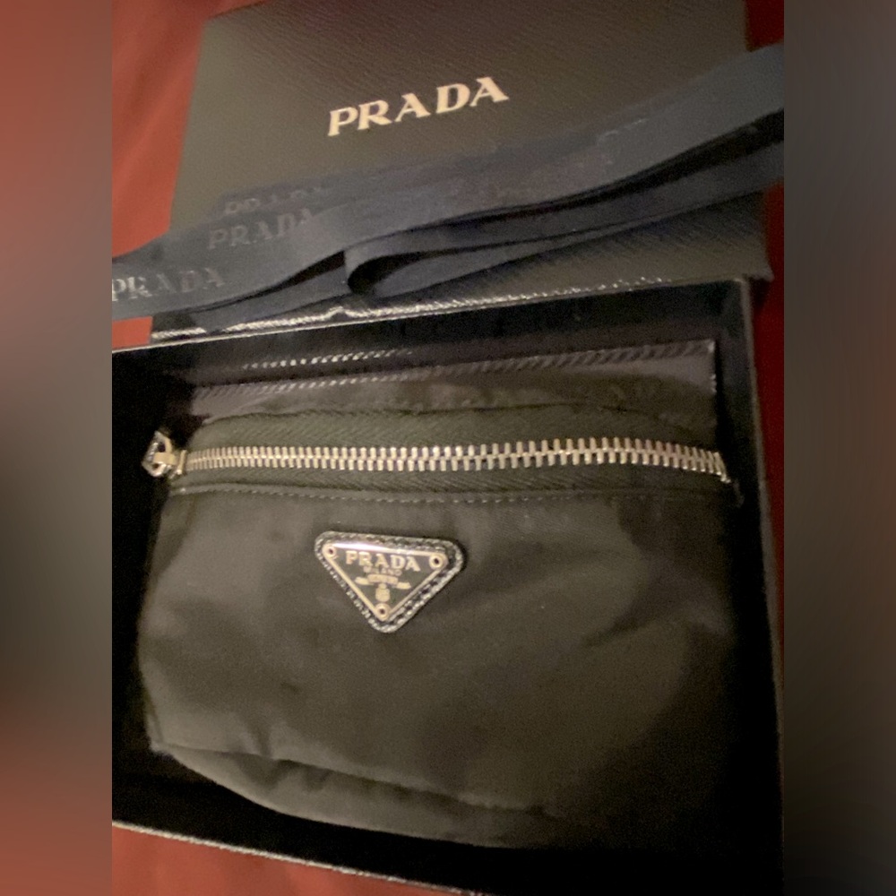 Prada Classic Black Nylon Wristlet Pouch